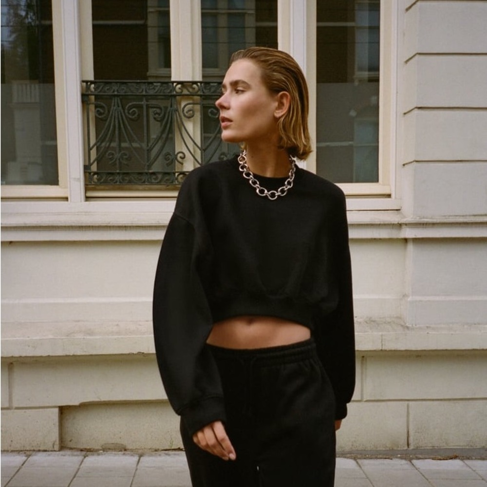 Brown basic cropped sweatshirt